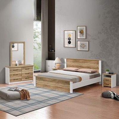 Swann 6-Drawer Master Dresser with Mirror - Summer Oak/Pearl White - With 2-Year Warranty