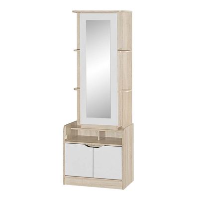 Kinder 2-Door Tall Dresser with Mirror - White/Sonoma Oak - With 2-Year Warranty