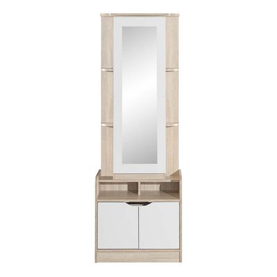 Kinder 2-Door Tall Dresser with Mirror - White/Sonoma Oak - With 2-Year Warranty