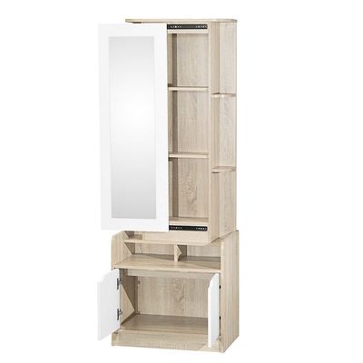 Kinder 2-Door Tall Dresser with Mirror - White/Sonoma Oak - With 2-Year Warranty