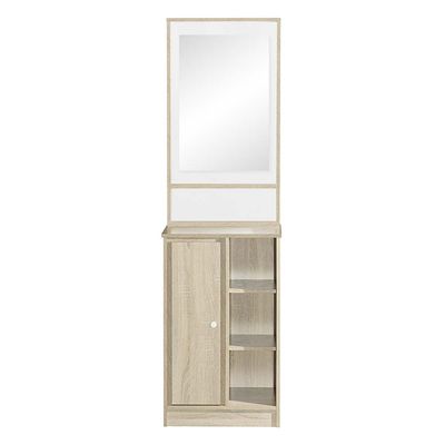 Kinder 1-Door Open Shelf Tall Dresser with Mirror - White & Sonoma Oak - With 2-Year Warranty