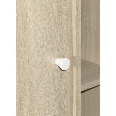 Kinder 1-Door Open Shelf Tall Dresser with Mirror - White & Sonoma Oak - With 2-Year Warranty