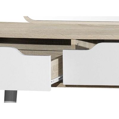 Kinder Vanity 1-Door & 3-Drawer Dresser with Mirror - White & Sonoma Oak - With 2-Year Warranty