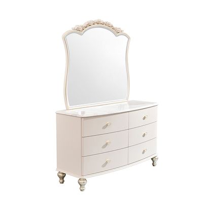 Jasmine Dressing Table With Mirror + Stool   - Light Beige