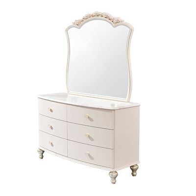 Jasmine Dressing Table With Mirror + Stool   - Light Beige