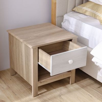 Kelly 1 Drawer Nightstand-White Ash+Sonoma Oak