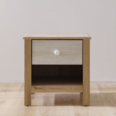 Kelly 1 Drawer Nightstand-White Ash+Sonoma Oak