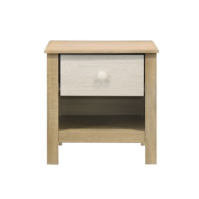 Kelly 1 Drawer Nightstand-White Ash+Sonoma Oak