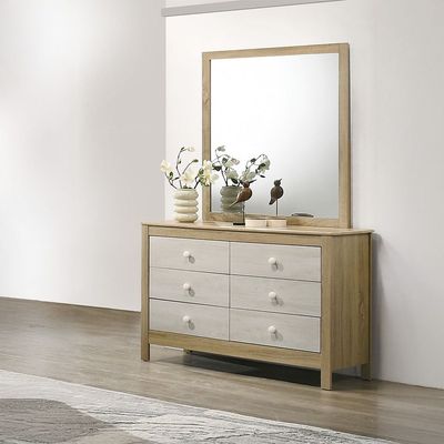 Kelly 6 Drawers Master Dresser-White Ash+Sonoma Oak