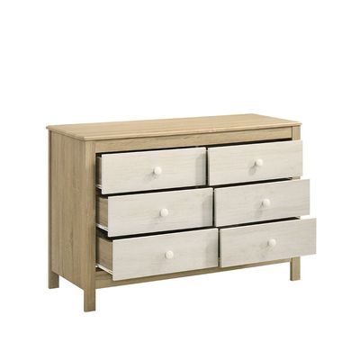 Kelly 6 Drawers Master Dresser-White Ash+Sonoma Oak