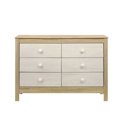 Kelly 6 Drawers Master Dresser-White Ash+Sonoma Oak