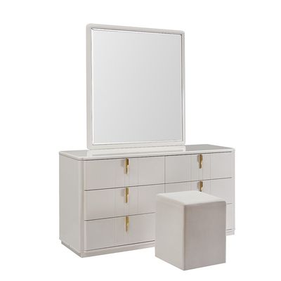 Lintell Dresser With Mirror And Stool - Cream