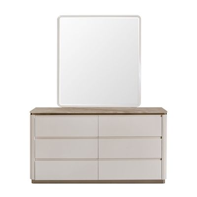 Ashton Dresser With Mirror And Stool - Beige/Brushed Gold