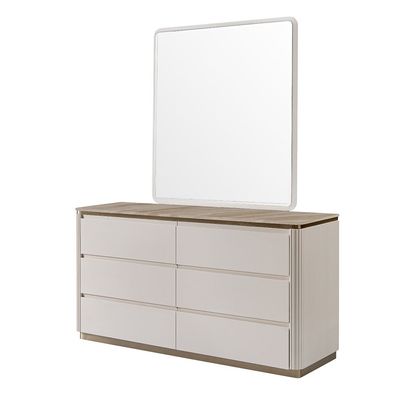 Ashton Dresser With Mirror And Stool - Beige/Brushed Gold