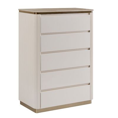 Ashton Chest Of 5 Drawer - Beige/Brushed Gold