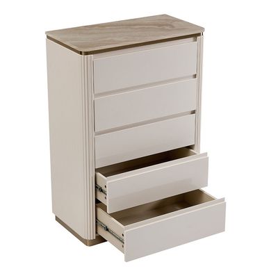 Ashton Chest Of 5 Drawer - Beige/Brushed Gold