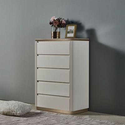 Ashton Chest Of 5 Drawer - Beige/Brushed Gold