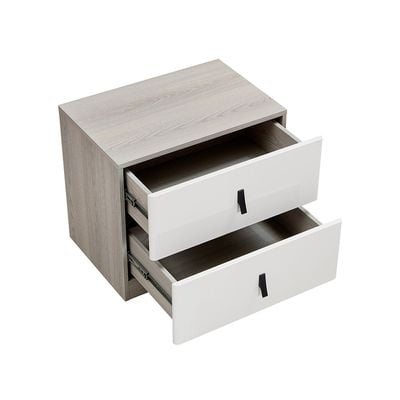 Trevor 2 Drawer Night Stand - Beige / L. Grey