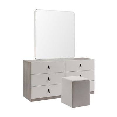 Trevor Dresser With Mirror And Stool - Beige / L. Grey