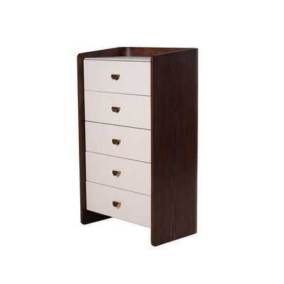 Alhamra 5 Drawer Chest Cabinet - D.Brown/White/Green