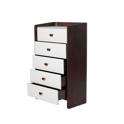 Alhamra 5 Drawer Chest Cabinet - D.Brown/White/Green