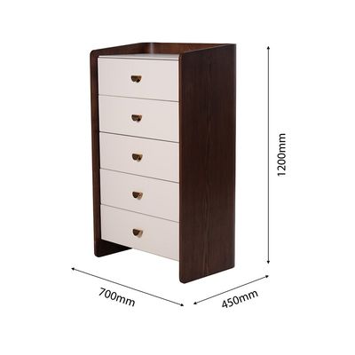 Alhamra 5 Drawer Chest Cabinet - D.Brown/White/Green