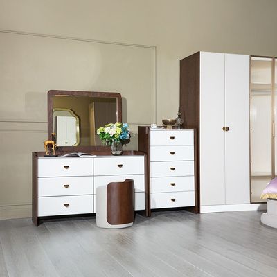 Alhamra 5 Drawer Chest Cabinet - D.Brown/White/Green