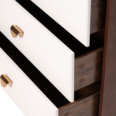 Alhamra 5 Drawer Chest Cabinet - D.Brown/White/Green