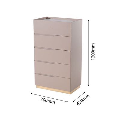 Allayal 5 Drawer Chest Cabinet - White/Beige/Gold