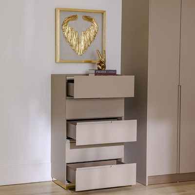 Allayal 5 Drawer Chest Cabinet - White/Beige/Gold