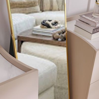 Allayal Dresser With Mirror & Stool - White/Beige/Gold