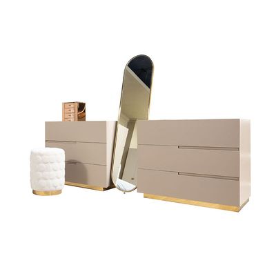 Allayal Dresser With Mirror & Stool - White/Beige/Gold