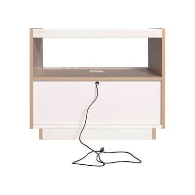 Colleen 1 Drawer Left Night Stand w/Wireless Charger - Beige/White