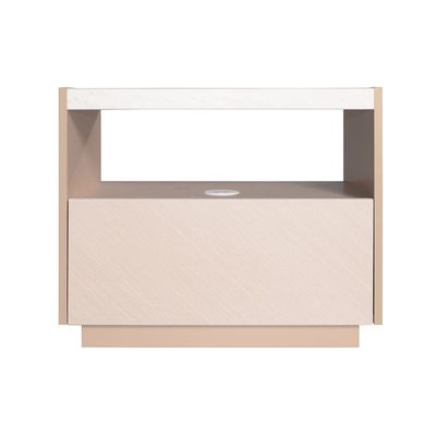 Colleen 1 Drawer Left Night Stand w/Wireless Charger - Beige/White