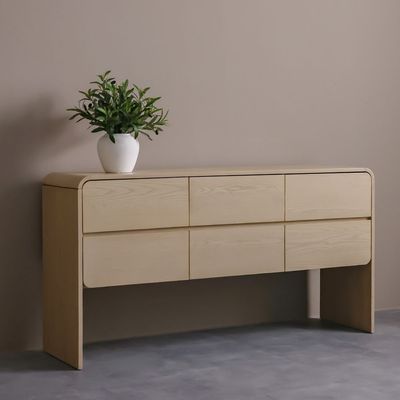 Cassie 6 Drawer Wide Dressing Cabinet - Natural/Ashwood