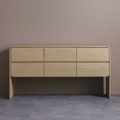 Cassie 6 Drawer Wide Dressing Cabinet - Natural/Ashwood