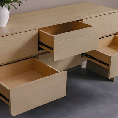 Cassie 6 Drawer Wide Dressing Cabinet - Natural/Ashwood