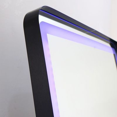 Oakleaf Floor Mirror with RGB LED Lights + Bluetooth Speaker & Touch Screen Button - Black - With 2-Year Warranty