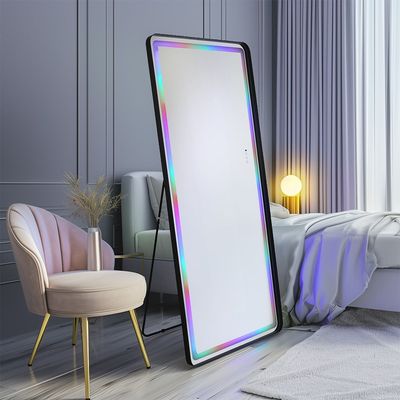 Oakleaf Floor Mirror with RGB LED Lights + Bluetooth Speaker & Touch Screen Button - Black - With 2-Year Warranty