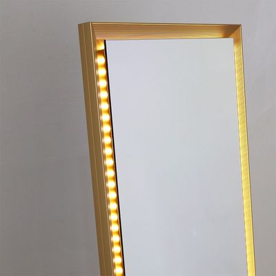 Hensley Floor Mirror with Tri-Color LED Lights & Touch Screen Button - Gold - With 2-Year Warranty