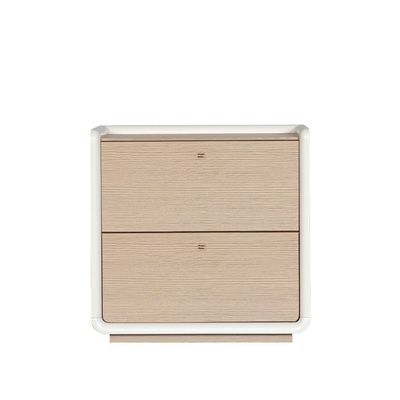 V2 Brita 2 drawers Night Stand - Beige / White Oak