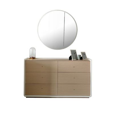V2 Brita  6 Drawer Dresser with Mirror - Beige / White Oak