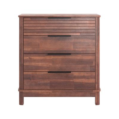 Artisan Solid Wood Chest Of 4Drawers-Maroon Oak