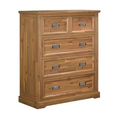Canterbury Solid Wood Chest Of 5Drawers-Brown & Grey