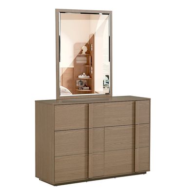 Allison 6 Drawers Master Dresser W/Mirror And Stool-Natural Oak