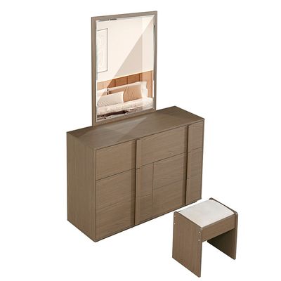 Allison 6 Drawers Master Dresser W/Mirror And Stool-Natural Oak