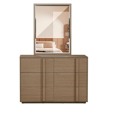 Allison 6 Drawers Master Dresser W/Mirror And Stool-Natural Oak