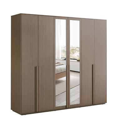 Allison 6 Door Wardrobe W/Mirror And Drawers - Natural Oak