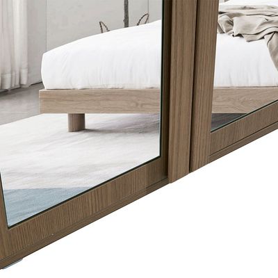 Allison 6 Door Wardrobe W/Mirror And Drawers - Natural Oak