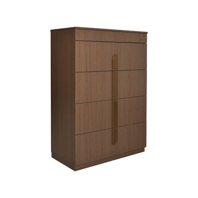Ronin Chest of 4 Drawers with Top Open Mirror & Jewelry Storage - Walnut/Bronze - With 2-Year Warranty 
